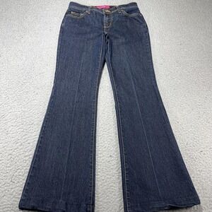 GLO Jeans Juniors 3 Blue Dark Wash Low Rise Flare Stretch Studded Denim 29x29